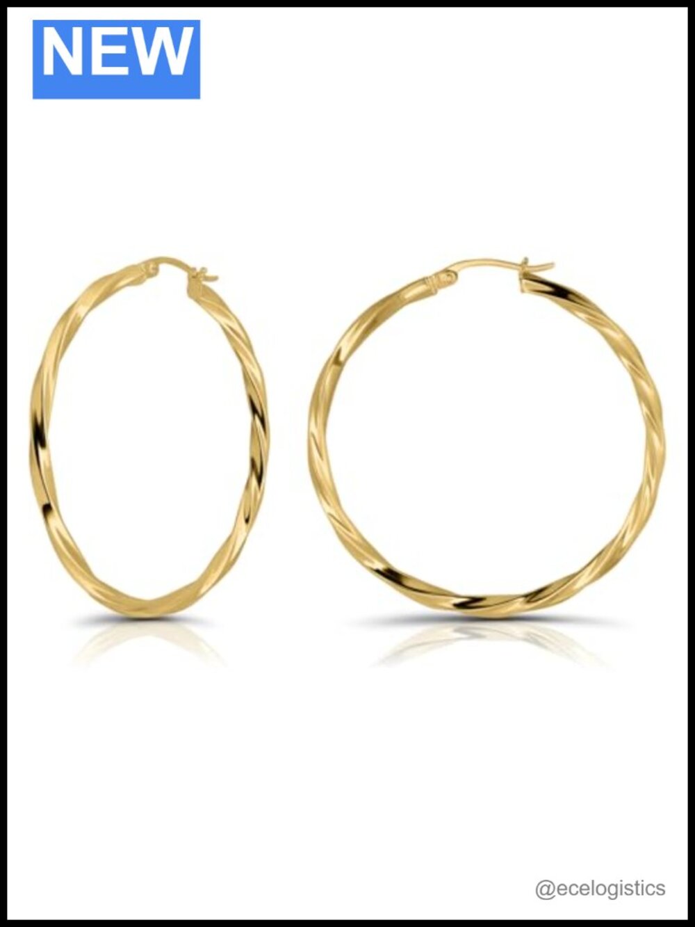 925 Sterling Silver 2mm Twisted Hoop Earrings Click-Top